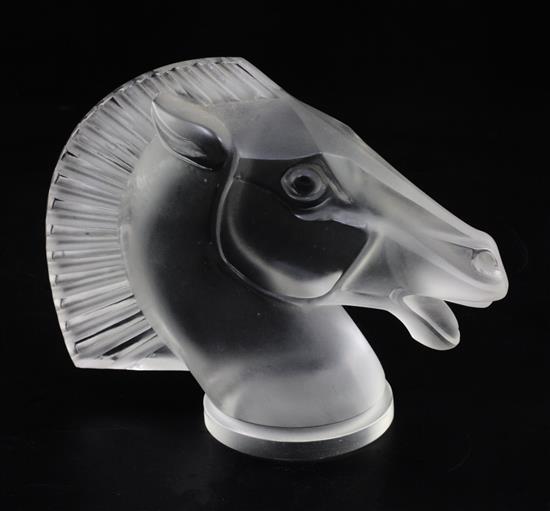 Longchamp/Horse. A glass mascot by René Lalique, introduced on 12/6/1929, No.1152B, 12.5cm.